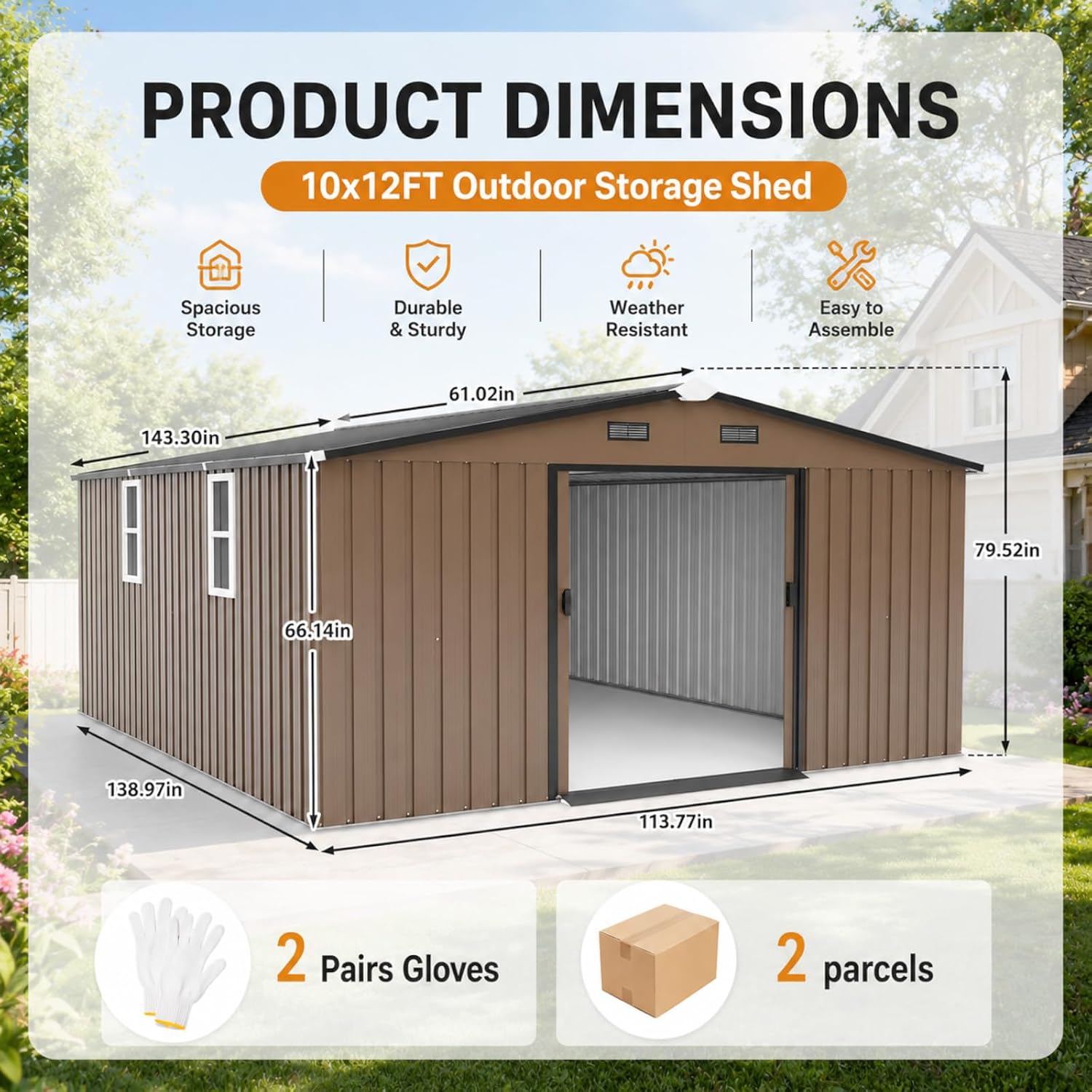 Metal Storage Shed 10x12FT Out - Gardening Tools Storage review and price