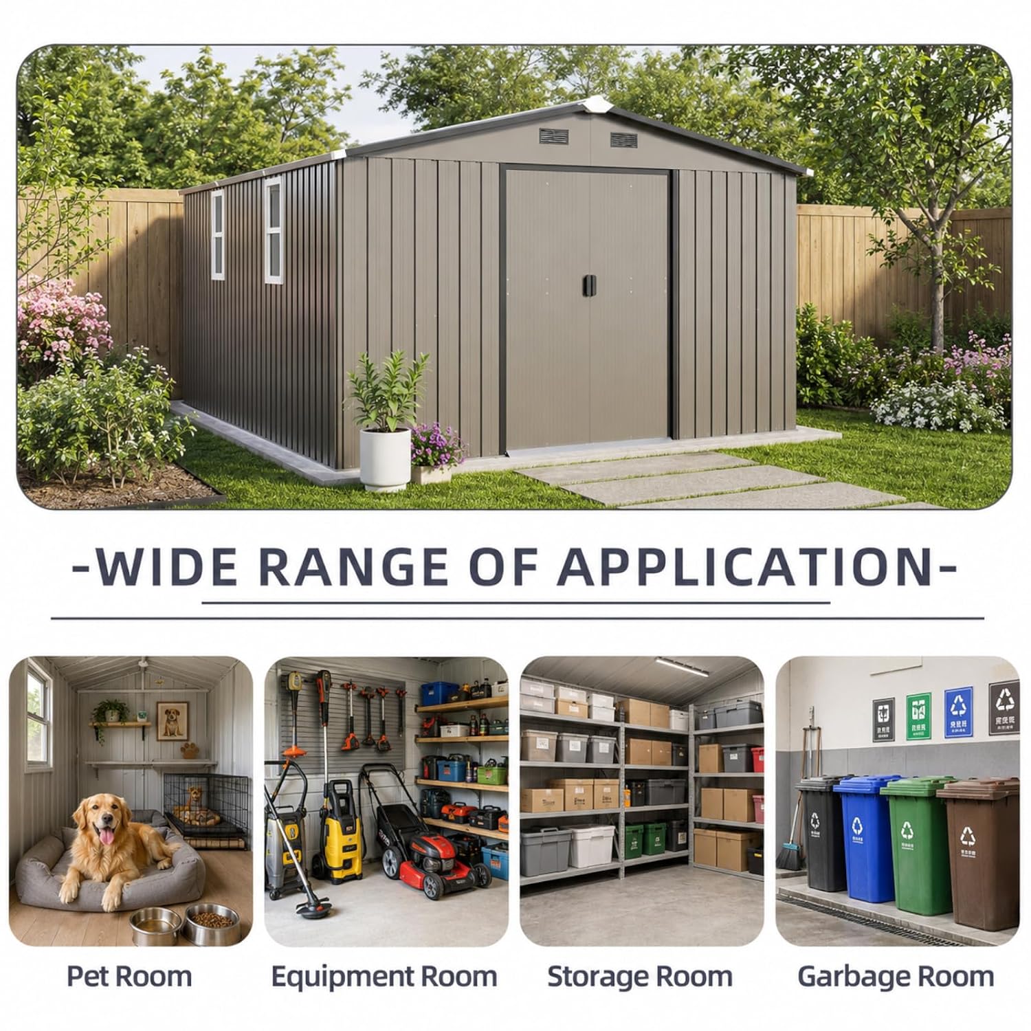 Metal Storage Shed 10x12FT Out - Gardening Tools Storage review and price