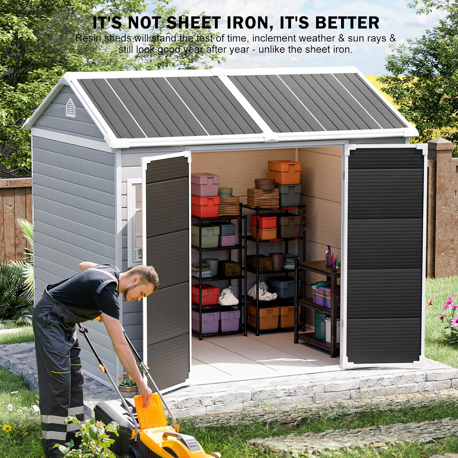 Resin Storage Shed w/Floor & O - Gardening Tools Storage review and price