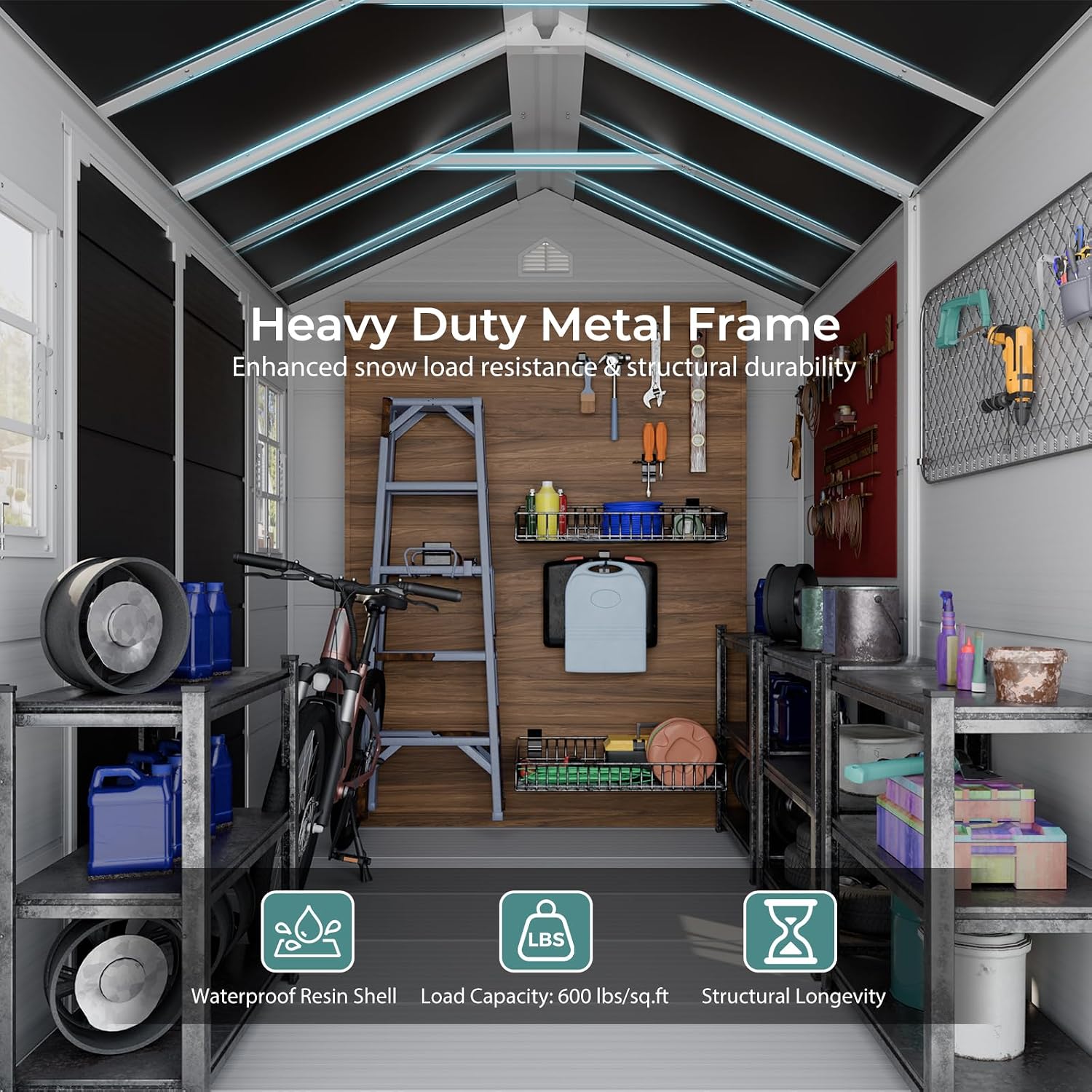 Resin Storage Shed w/Floor & O - Gardening Tools Storage review and price