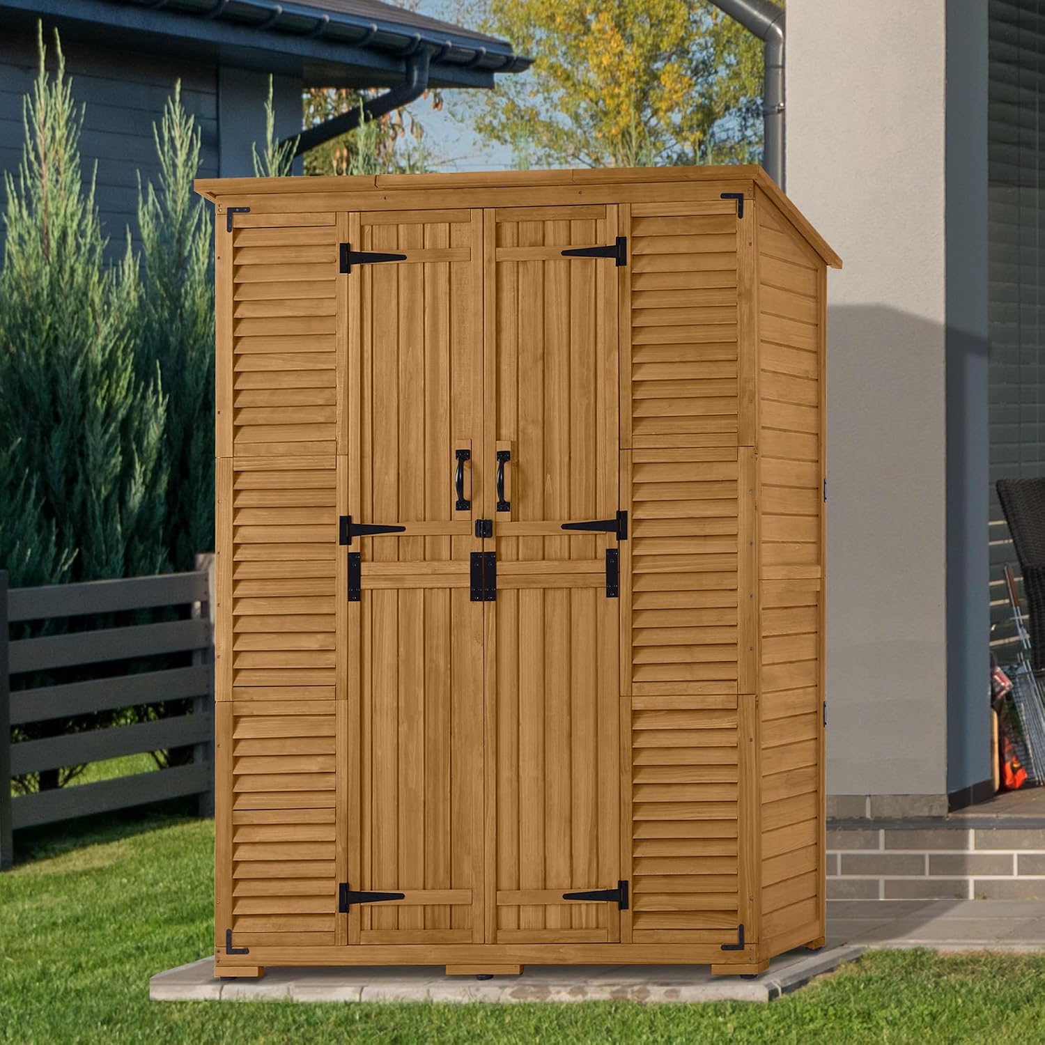 Outdoor Storage Cabinet with S - Gardening Tools Storage review and price