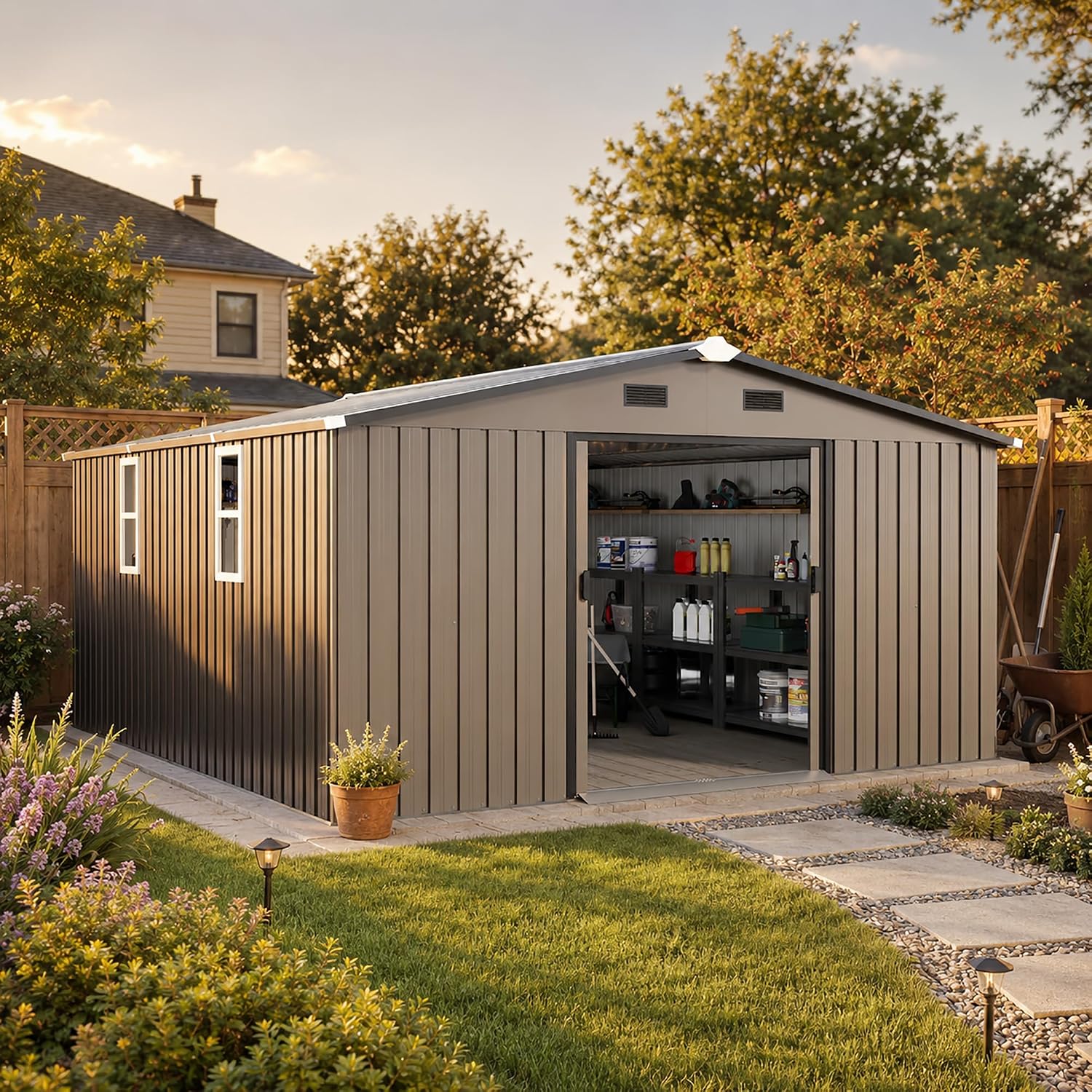 10x12 FT Outdoor Metal Storage - Gardening Tools Storage review and price