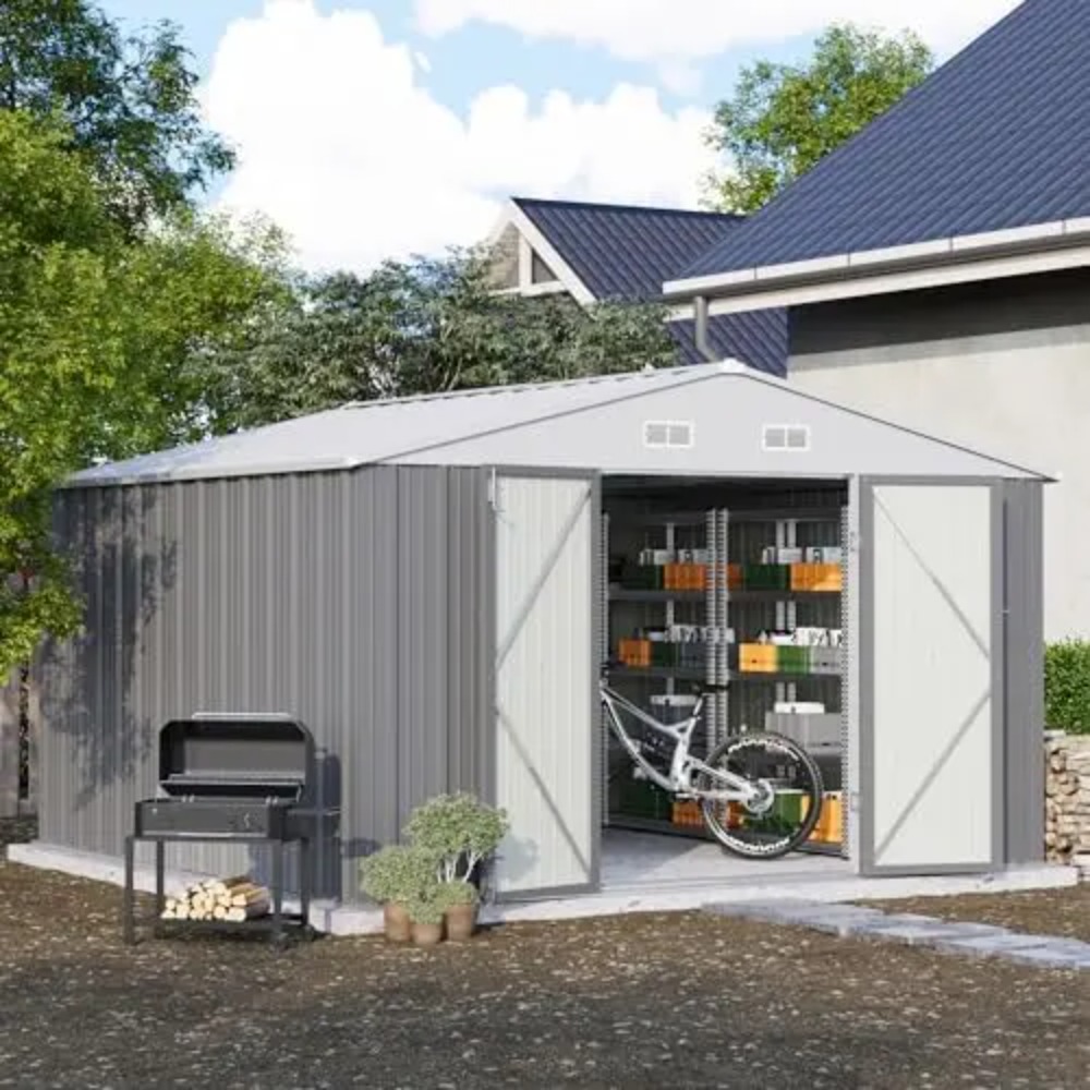 10x10 FT Metal Storage Shed, B - Gardening Tools Storage review and price
