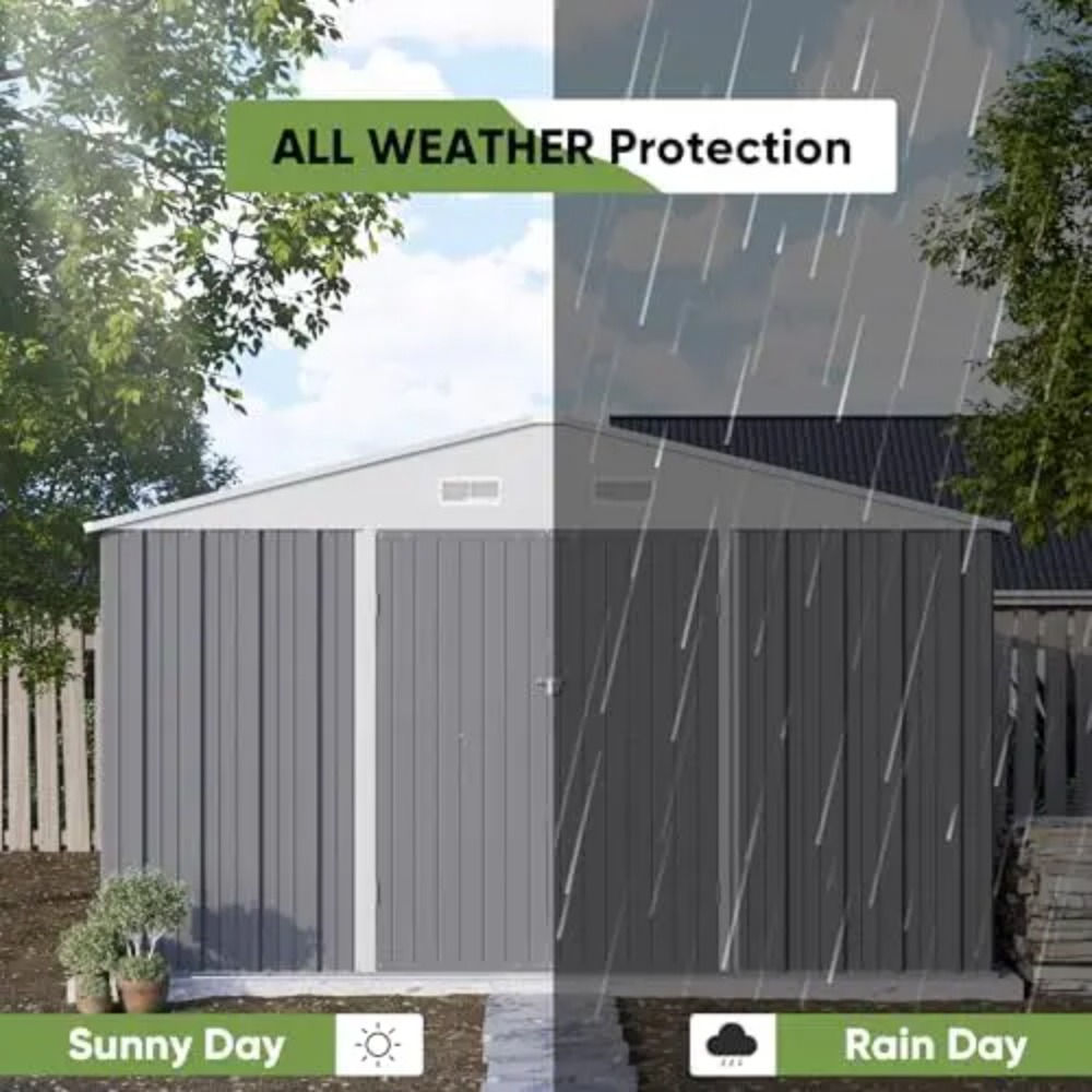 10x10 FT Metal Storage Shed, B - Gardening Tools Storage review and price