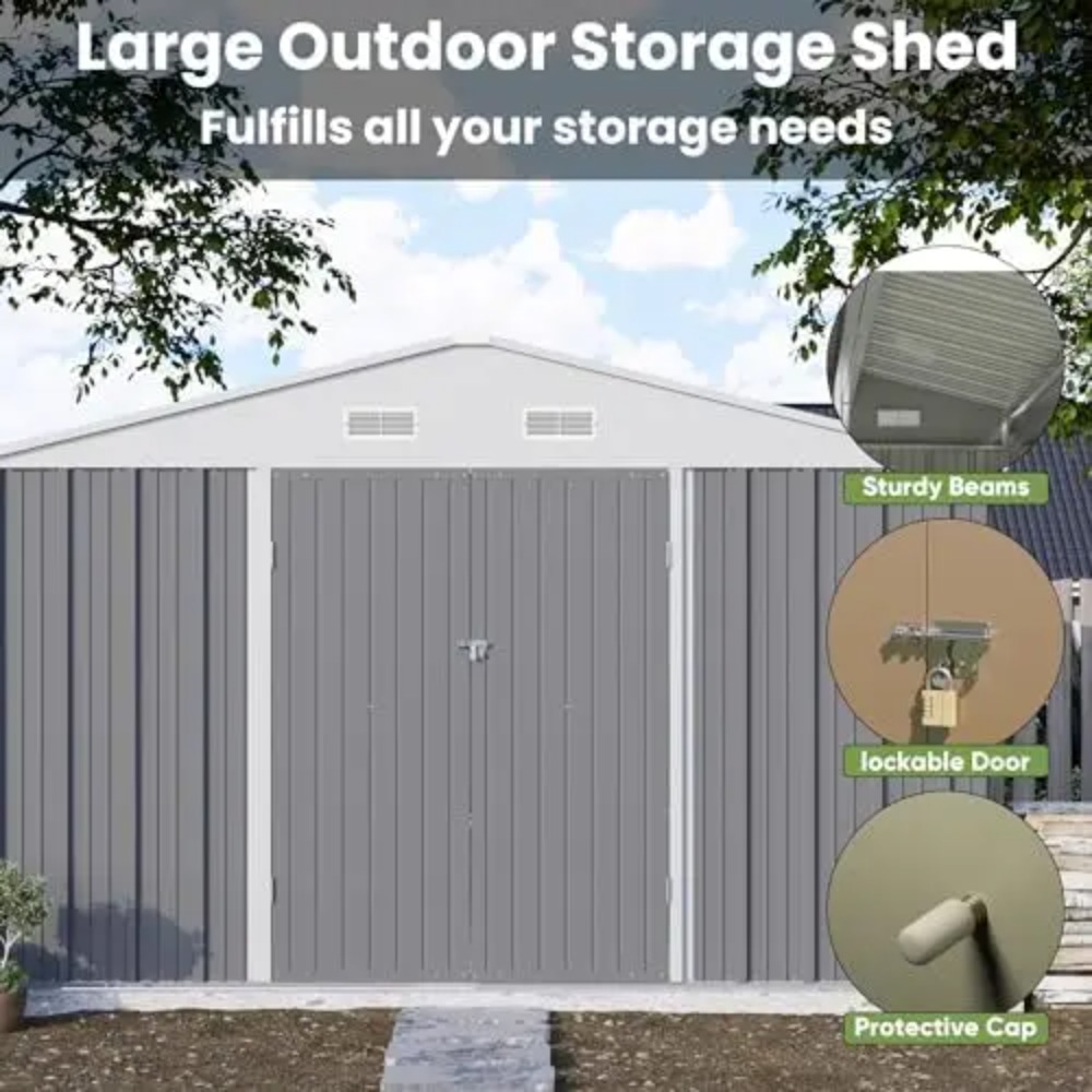 10x10 FT Metal Storage Shed, B - Gardening Tools Storage review and price