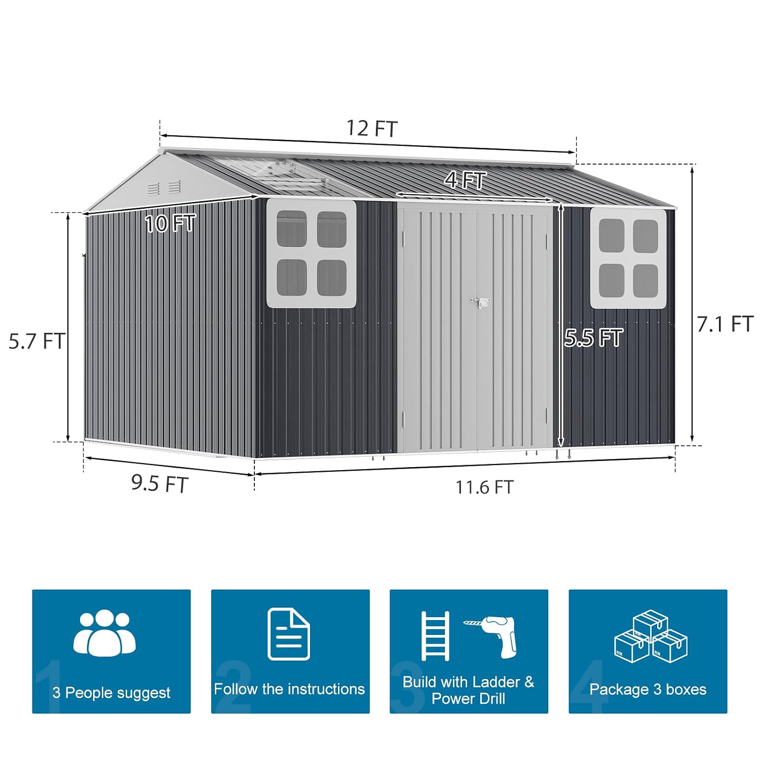 12x10 FT Metal Storage Shed wi - Gardening Tools Storage review and price