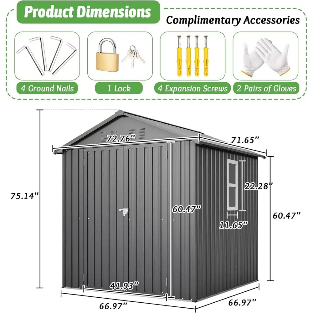 6x6 Galvanized Steel Outdoor S - Gardening Tools Storage review and price